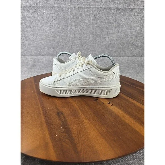 PUMA Smash Platform v3 White Silver Sneakers‎ Women’s US 7.5 EU 38 Casual Shoes - Picture 11 of 14